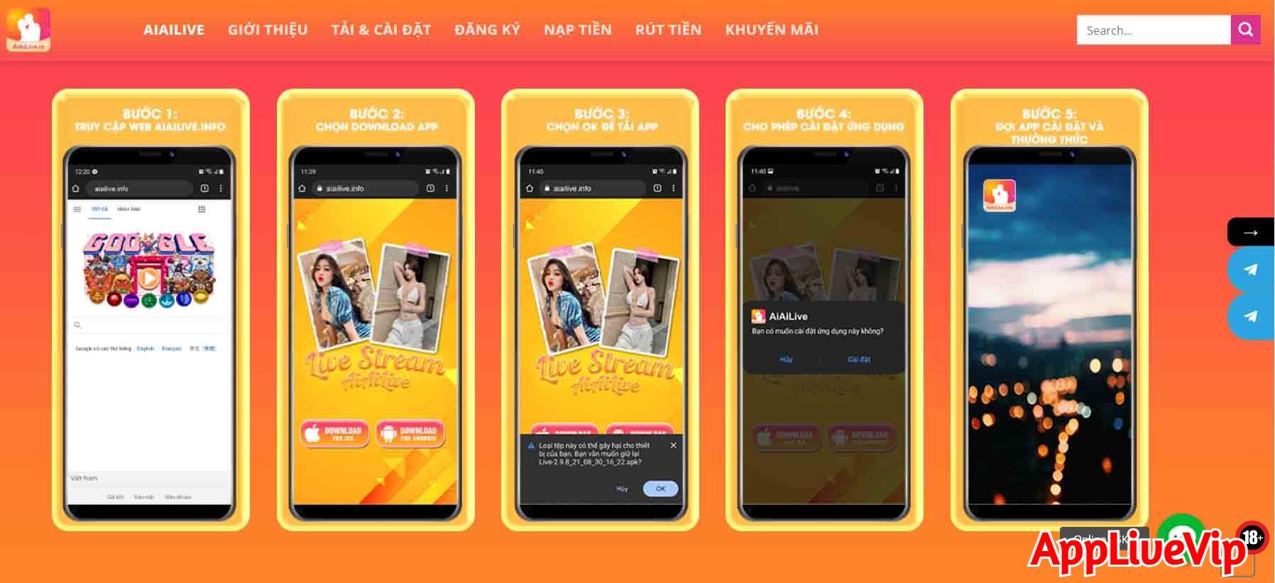 Tải app Aiailive về điện thoại